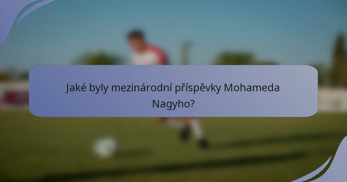Jaké byly mezinárodní příspěvky Mohameda Nagyho?