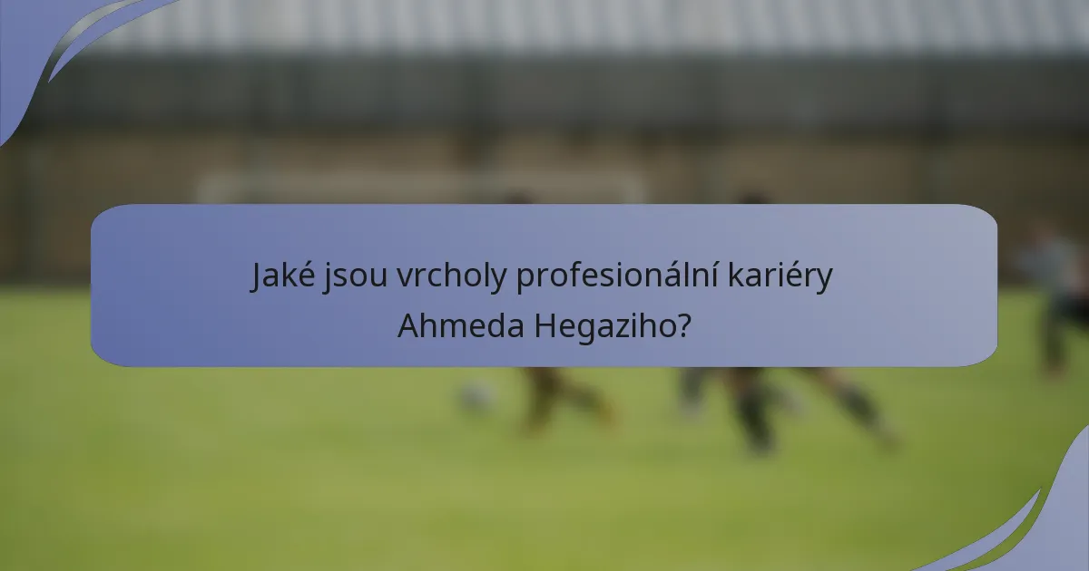 Jaké jsou vrcholy profesionální kariéry Ahmeda Hegaziho?