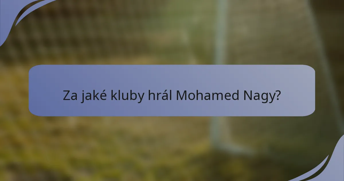 Za jaké kluby hrál Mohamed Nagy?