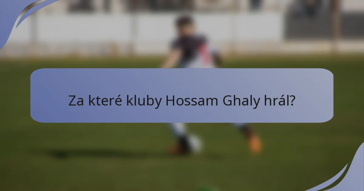 Za které kluby Hossam Ghaly hrál?
